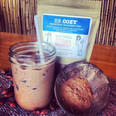 Ice Cold Chocolate Latte made with Be Cozy and Hemp Milk